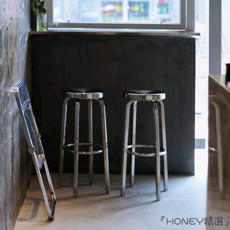 『HONEY精選』免運🚛不鏽鋼椅子金属前台吧台凳子靠背工業風酒吧桌椅吧台椅餐廳吧椅