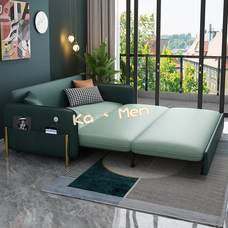 客廳小戶型布藝沙發床出租房公寓服裝店簡易摺疊兩用單雙人網紅款