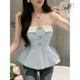 黑貓👗美式小眾別緻小香風性感掛脖弔帶背心女夏季蓬蓬粗花呢洋氣上衣夏