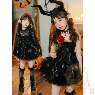 【臺灣出貨】萬聖節服裝 鬼新娘 女童cos 兒童服裝 走秀童裝 女童cosplay 女巫婆 蝴蝶精靈連衣裙 兒童cos服
