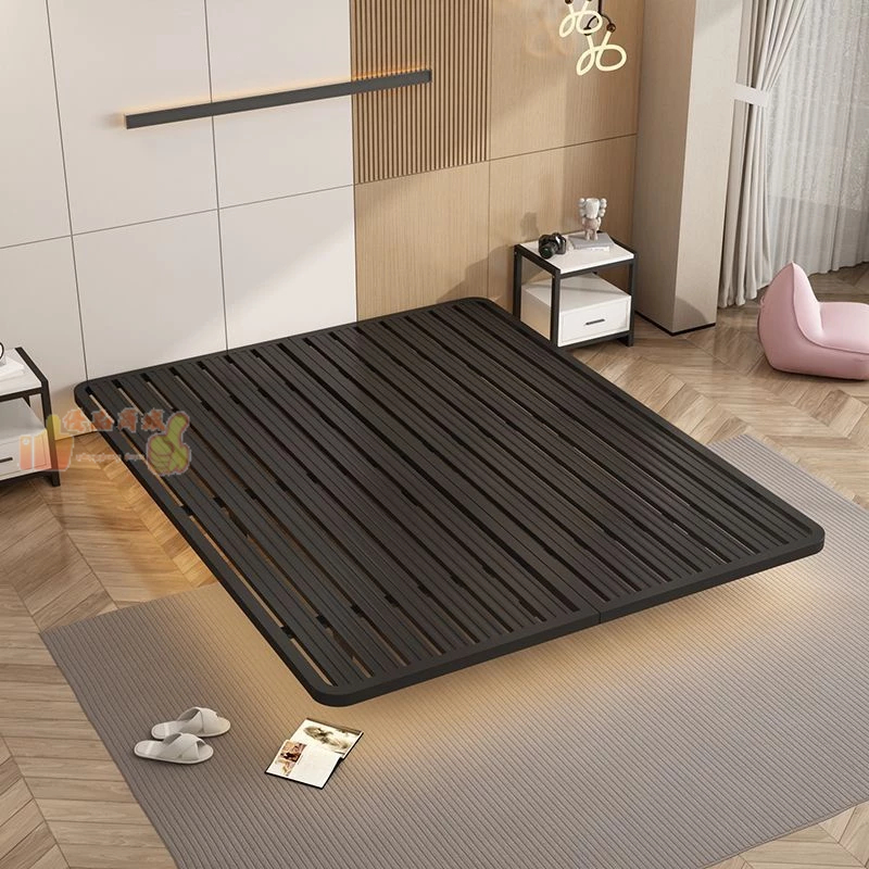 網紅簡約懸浮床 1.5米1.8米意式 輕奢無床頭床架 雙人鐵床 公寓鐵床架
