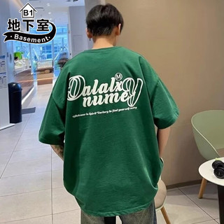 地下室B1-情侶短袖上衣 美式復古潮流英文印刷短袖T恤 男生衣服 情侶裝 百搭寬鬆 大尺碼5XL【NL624109】