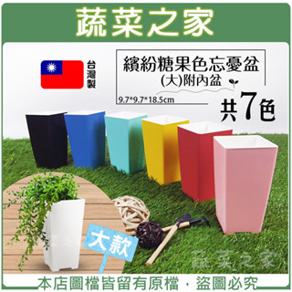【蔬菜之家滿額免運】繽紛糖果色忘憂盆(大)附內盆 共7色 花盆 塑膠花盆 蔬菜盆 多肉盆 育苗盆 栽培盆