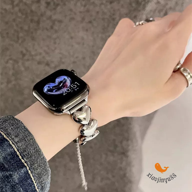Apple watch s9 s8 立體愛心手镯錶帶 S7 S6 44mm 40mm 45/49mm 女士錶帶