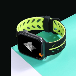 《xiaojinyu88》適用雙色矽膠iWatch錶帶Apple watch蘋果手錶 1-7代通用SE潮牌運動透氣腕帶