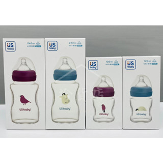 US優生 真母感玻璃奶瓶 寬口徑 240ML 內附M號奶嘴 120ML 內附S號奶嘴 皇家企鵝 臺灣朱雀