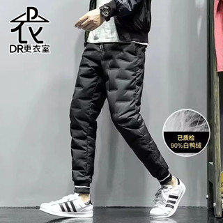 DR更衣室-運動褲 工作褲 羽絨褲 禦寒 羽絨褲 保暖 冬季厚款百搭縮口褲 男生長褲 5XL大尺碼【NL652188】