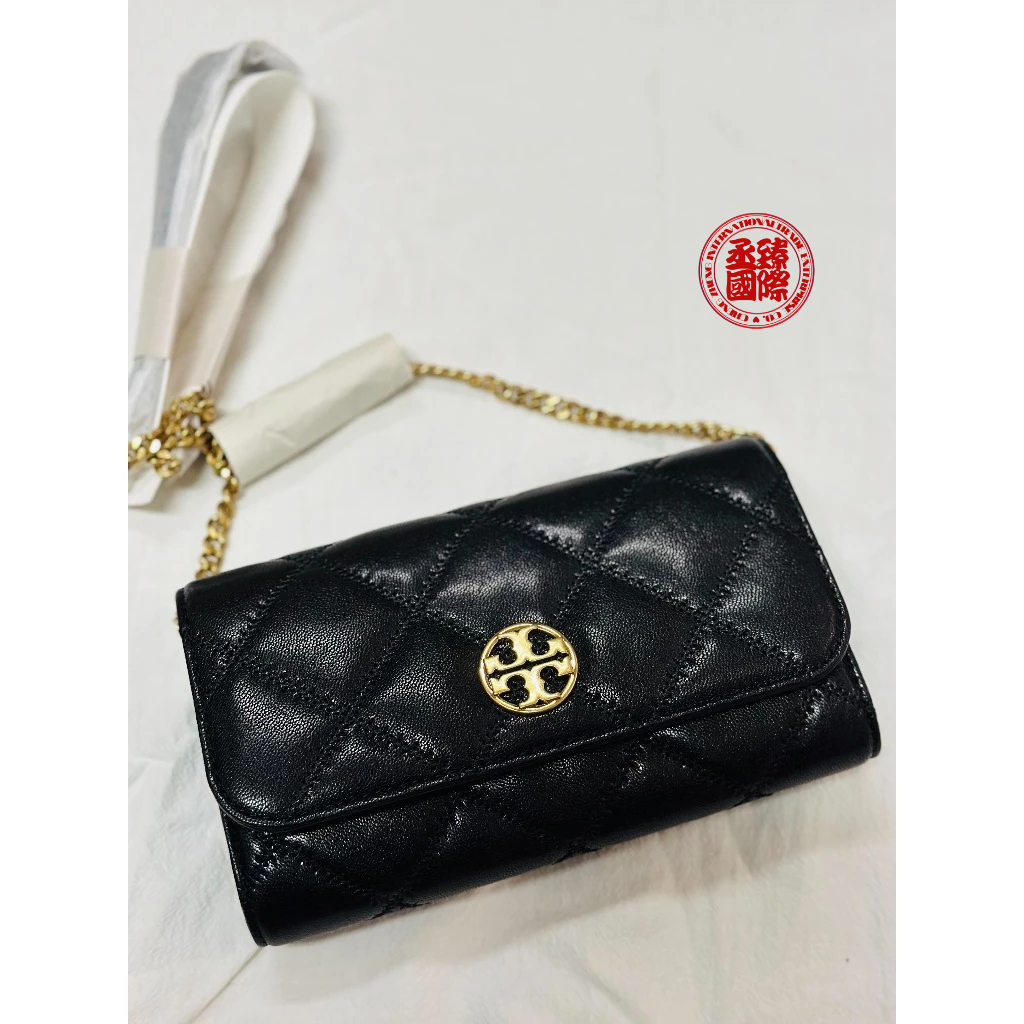 現貨 Tory Burch 菱格紋 金字LOGO 鍊條包