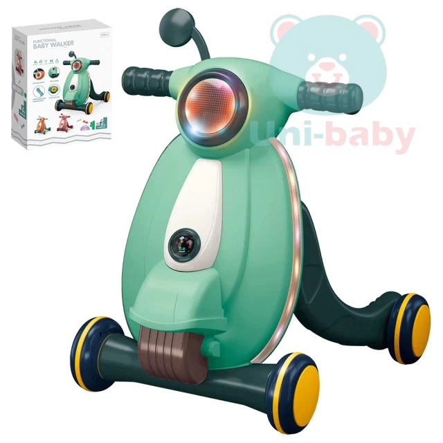 jolly BEIDIYUAN 摩托車造型聲光學步車-綠(學步車 滑步車) 板橋【uni-baby】