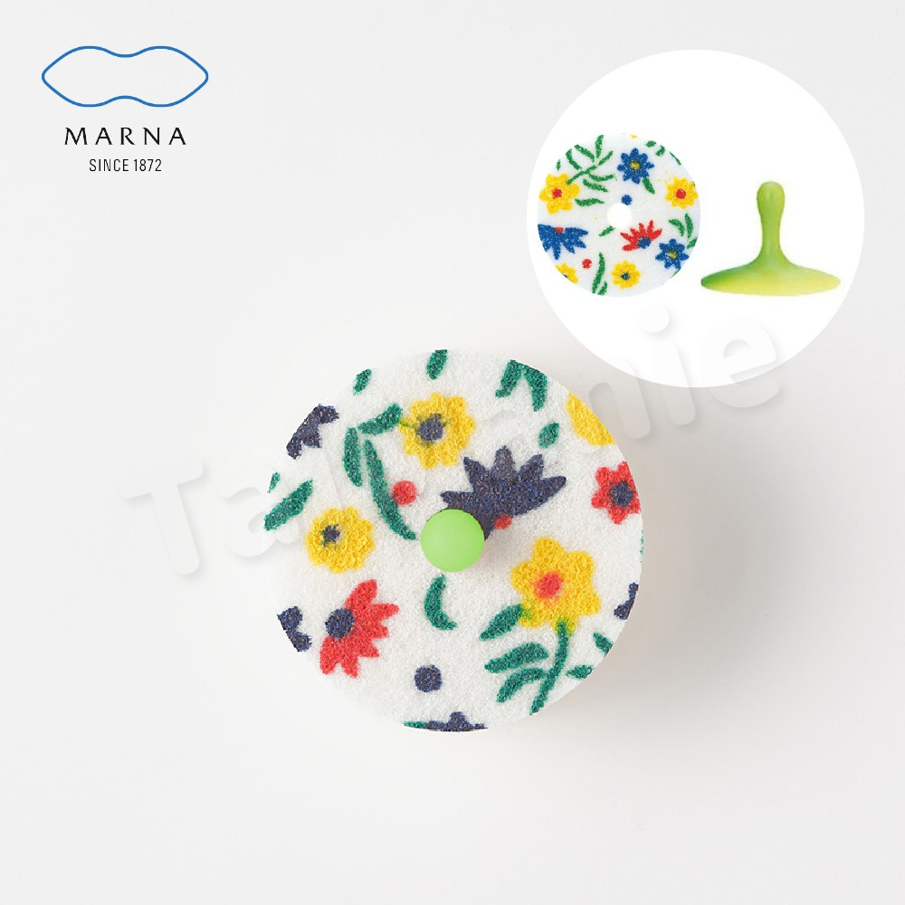 MARNA 日本進口廚房海綿菜瓜布(花紋)-附吸盤