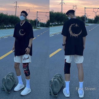 【重磅純棉】美式復古短袖重磅短t純棉t恤高街潮t男生上衣oversize創意印花t街頭風衣服夏日穿搭短tee厚磅數棉質t