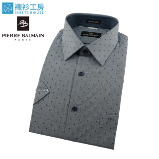皮爾帕門pb藍紫色點點、領座配布合身短袖襯衫69008-05-襯衫工房