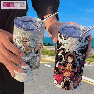 【熱賣免運】海賊王路飛五檔保溫杯帶吸管隨手杯咖啡杯ins高顔值便攜學生水杯 水壺 健身水壺 水杯 防摔 吸管水壺 水瓶