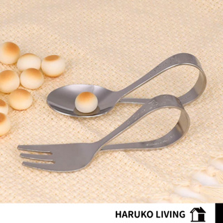【春子家】日本製 不鏽鋼環形易握學習餐具 橫握 ECHO 叉子 湯匙 手握 嬰兒橫握專用湯叉 幼兒餐具 寶寶餐具