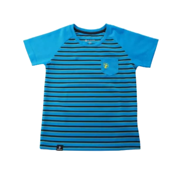 WILDLAND 0A31688-77 中童條紋涼感抗UV圓領衫 中藍《台南悠活運動家》