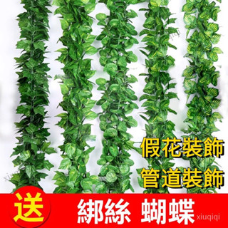 批發價🔥傢俱裝飾模擬藤條 假花裝飾 管道裝飾 模擬藤蔓綠葉綠植吊頂 塑膠假綠蘿樹葉遮擋葡萄葉