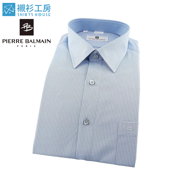 皮爾帕門pb淺藍色緹花鱔魚目織紋、布料較厚較寬鬆舒適、無背褶長袖襯衫63159-02 -襯衫工房