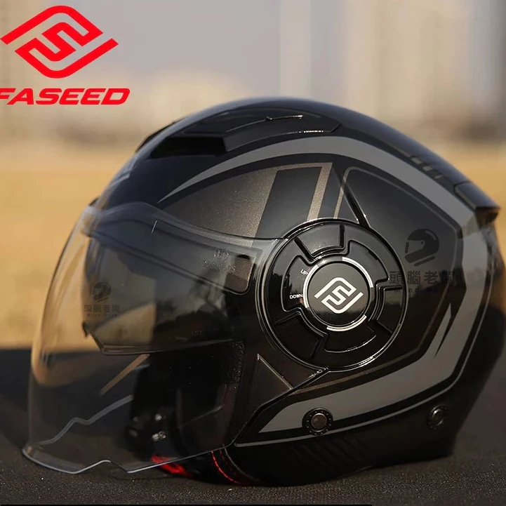 半罩式安全帽   FASEED 729可拆洗 耳機槽 安全帽 雙鏡片
