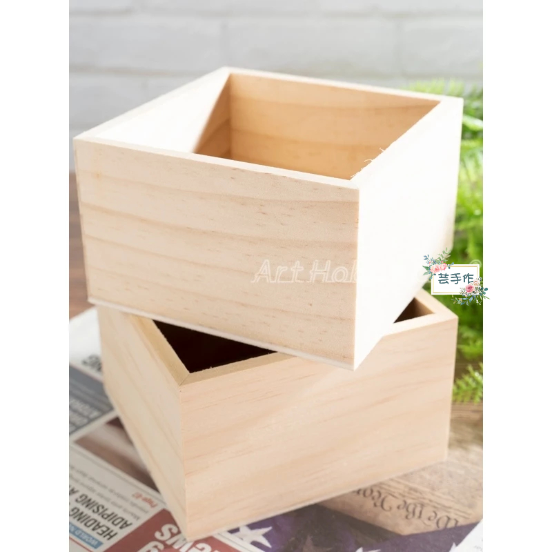 正方松木盒10公分︱無蓋木盒 zakka雜貨 收納 木質收納盒 手作材料 蝶古巴特 拼貼 彩繪 DIY ︱
