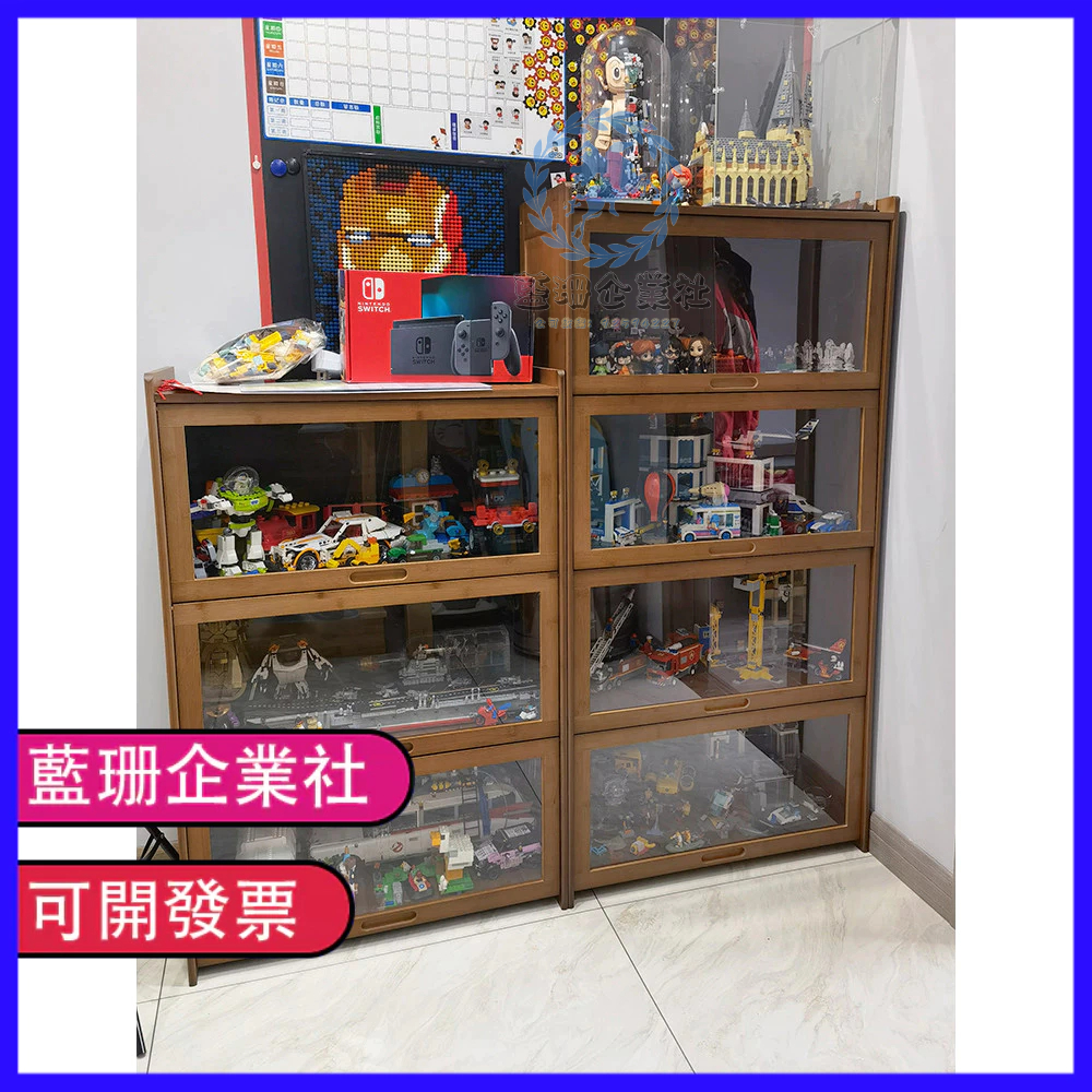 🔥熱銷🔥手辦樂高收納展示柜 玩具亞克力實木書柜 透明盲盒模型陳列架 置物柜