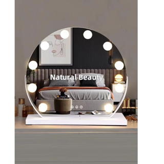 《natural beauty》可旋轉LED圓形三色可調光燈泡化妝鏡「方形底座款」～鏡子/美妝鏡梳妝鏡/補光鏡/立鏡/