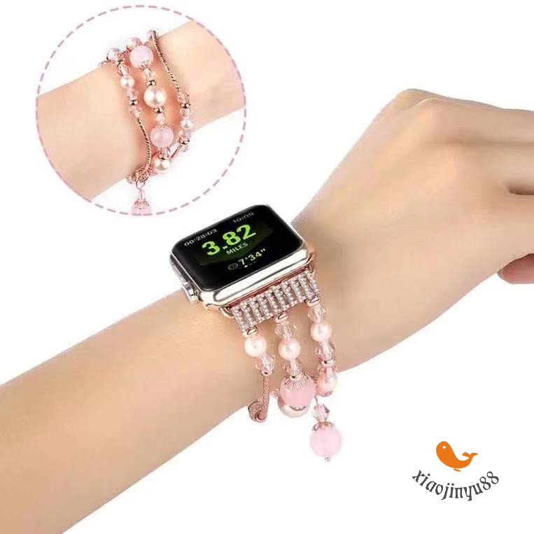 《xiaojinyu88》水晶瑪瑙錶帶適用於apple watch 7/5/6蘋果錶帶42/45mm iwatch錶帶