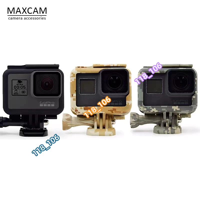 MAXCAM 適用gopro hero7/6/5迷彩邊框保護殼 可充電外框 gopro7外殼配件 外殼機身保護套配件