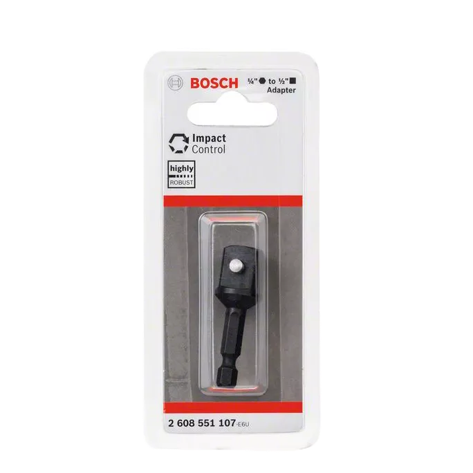 BOSCH 博世 六角轉4分套筒/ 轉接頭 六角柄(6.35MM)接桿轉1/2"四分方頭 2608551107