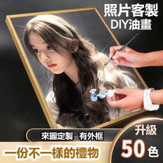 免運 客製化數字油畫 裝飾畫 油畫diy 寫真照片結婚照全家福數字繪畫私人定製