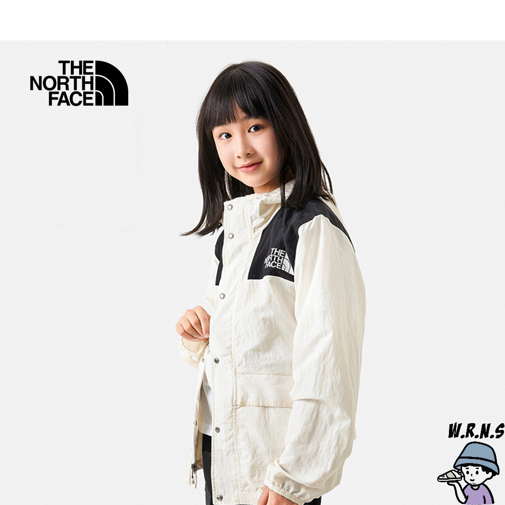 The North Face 北臉 童裝 連帽外套 防風 防曬 米白 NF0A8756Q4C