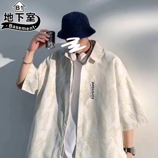 地下室-男生衣服 日系文青素色短袖上衣 襯衫 簡約 男裝 休閒 五分袖 立領 INS潮流【NL633031】