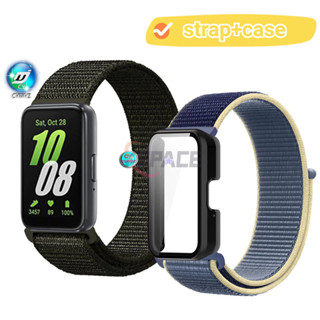 適用於 Samsung 三星 Galaxy fit3 魔術貼尼龍錶帶 搭配PC殼膜一體 硬殼 保護殼 保護膜 錶帶