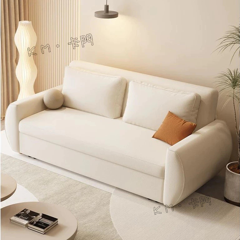 『 卡門 · KM 』北歐沙發床抽拉式兩用客廳現代小戶型多功能伸縮雙人奶油風摺疊床