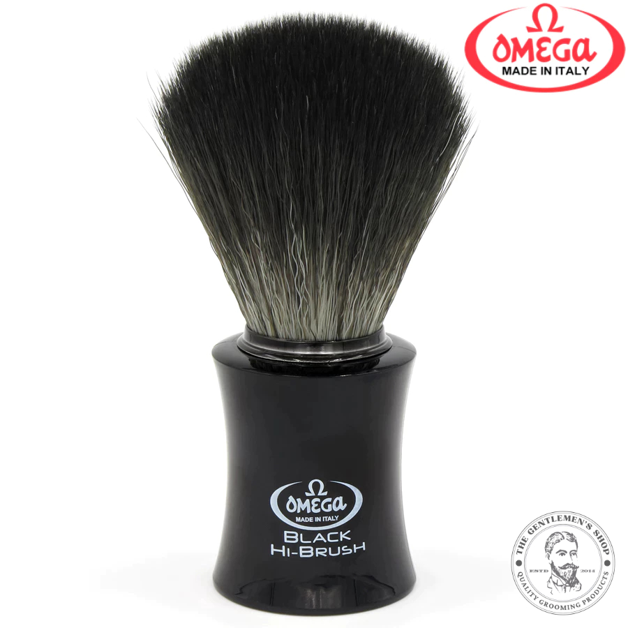 [現貨] 義大利製 Omega Black Hi-Brush 0196818 合成纖維 刮鬍刷 黑色 ABS 塑料手柄
