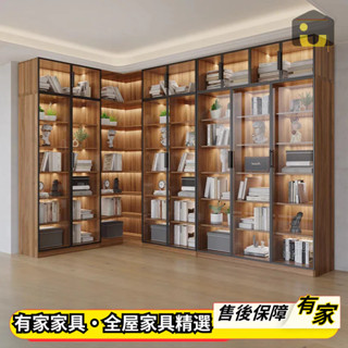 🏡有家傢俱🏡可訂製 轉角書櫃 實木酒櫃 玻璃門櫃子 客廳展示櫃 整牆書架 置物架 頂天立地收納櫃 開放格儲物櫃 高箱頂櫃