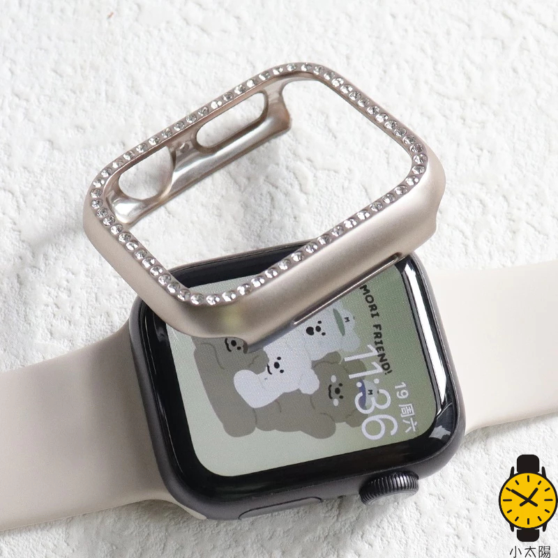 手錶保護殼 適用 APPLE WATCH9 8 7 6 SE 單排鑽 iWatch8 45mm 41mm 優質全包防摔殼