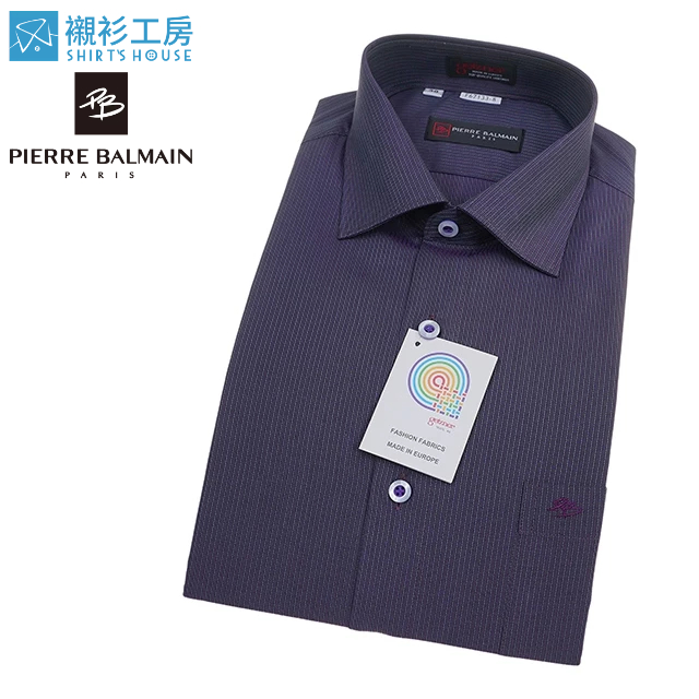 皮爾帕門pb暗紫色細條紋、歐風品味、進口布料合身長袖襯衫67133-08-襯衫工房