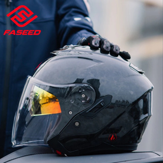 半罩式安全帽 碳纖 FASEED 736 可拆洗內裡 耳機槽 安全帽 雙鏡片