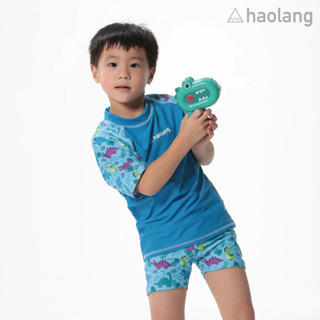 Haolang 可愛恐龍男童短袖泳衣(上衣)/防曬泳衣/兒童泳衣