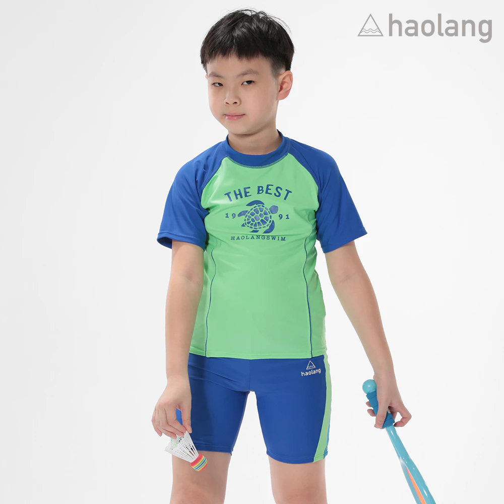Haolang 海龜男童短袖泳衣(上衣)/防曬泳衣/兒童泳衣