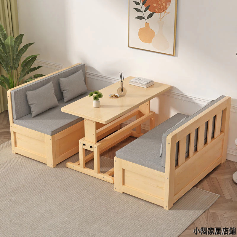 實木沙發床兩用可摺疊帶書桌現代簡約客廳小戶型卡座多功能儲物床