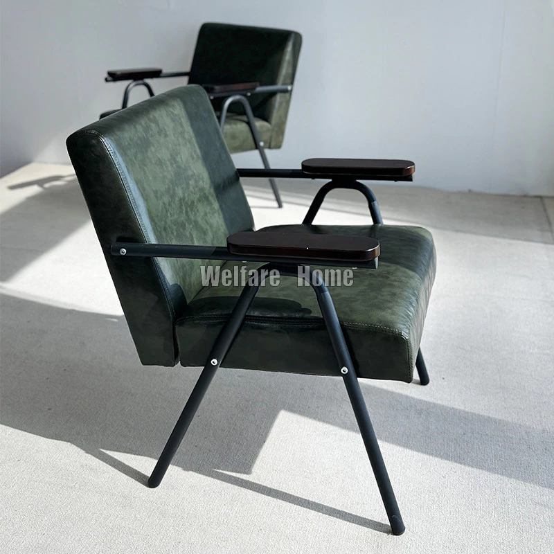 鐵藝工業風餐椅卡座咖啡店酒吧餐廳墨綠色皮沙發椅公寓陽台靠背椅