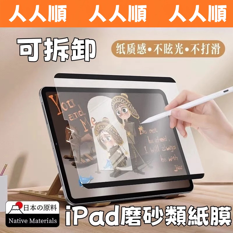 iPad類紙膜 2024新款磁吸式 保護貼 適用 iPad Air6 Air5 10 9 8 7 6 pro mini6