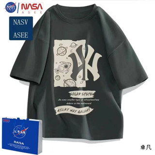 【臺灣出貨】NASA聯名短袖 美式潮牌T恤 男女情侶上衣 寬鬆運動純棉男裝夏季半袖 男士上衣 純棉T恤~卓凡