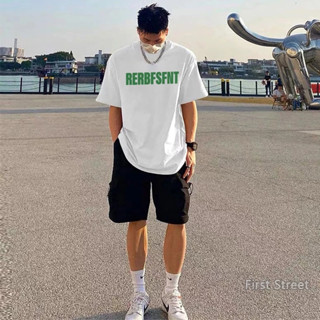 重磅短t美式上衣oversize t恤男生短袖落肩短t大尺碼上衣街頭風t恤情侶裝衣服高磅數 t恤夏日穿搭字母印花潮t