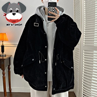 My EF★買衣服-連帽外套 韓版立領寬鬆夾克 假兩件風衣外套 男生外套 個性外套【NL682123】