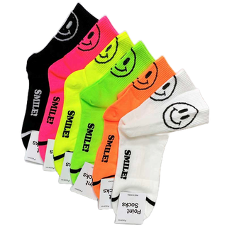 韓國襪子 韓襪 微笑亮色系 smile 長筒襪 大膽玩色 螢光色 長筒襪 女襪 潮流襪 後腳微笑圖 【花想容】