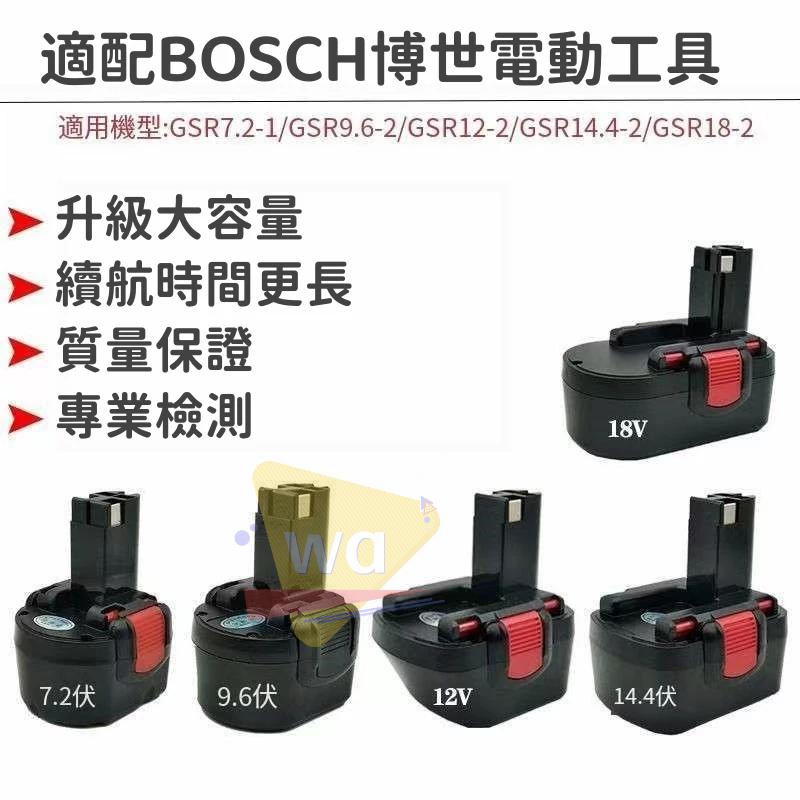 適用Bosch博世7.2v9.6v12v14.4v充電手電鉆電動螺絲刀GSR12-2電池