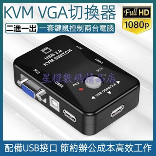 【臺灣出貨】vga切換器 電腦螢幕共享 二進一出 KVM切換器 電腦主機 鍵鼠共用螢幕 一對二 VGA USB 切換