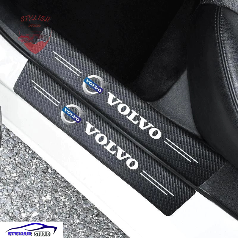VOLVO富豪 XC60/XC90/XC40/XC70 汽車碳纖紋門檻條防踩貼 迎賓踏板裝飾條